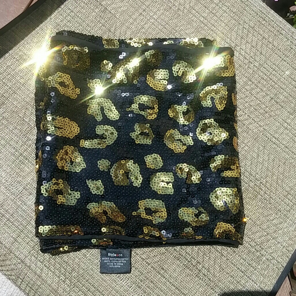 Style & Co. Sequin Cheetah print scarf